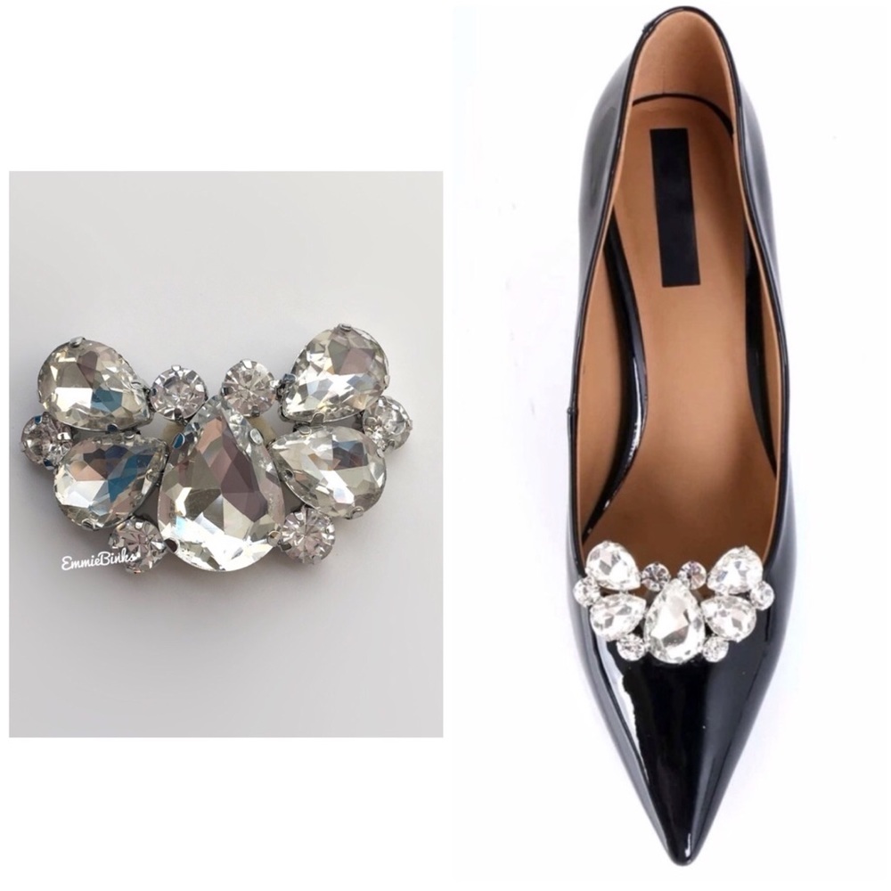 New 2 Piece Rhinestone Crystal Shoe Clips / Bridal Formal Shoe Accent Jewelry - Picture 13 of 16